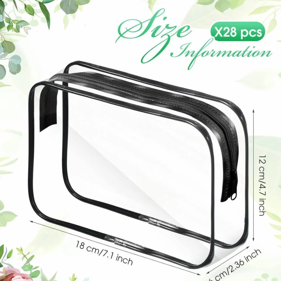 Reginary 28-Piece Waterproof Clear Makeup Bags Set - Travel Toiletry Organizer with Zipper for Women & Men, Portable Transparent Cosmetic Pouches Bulk