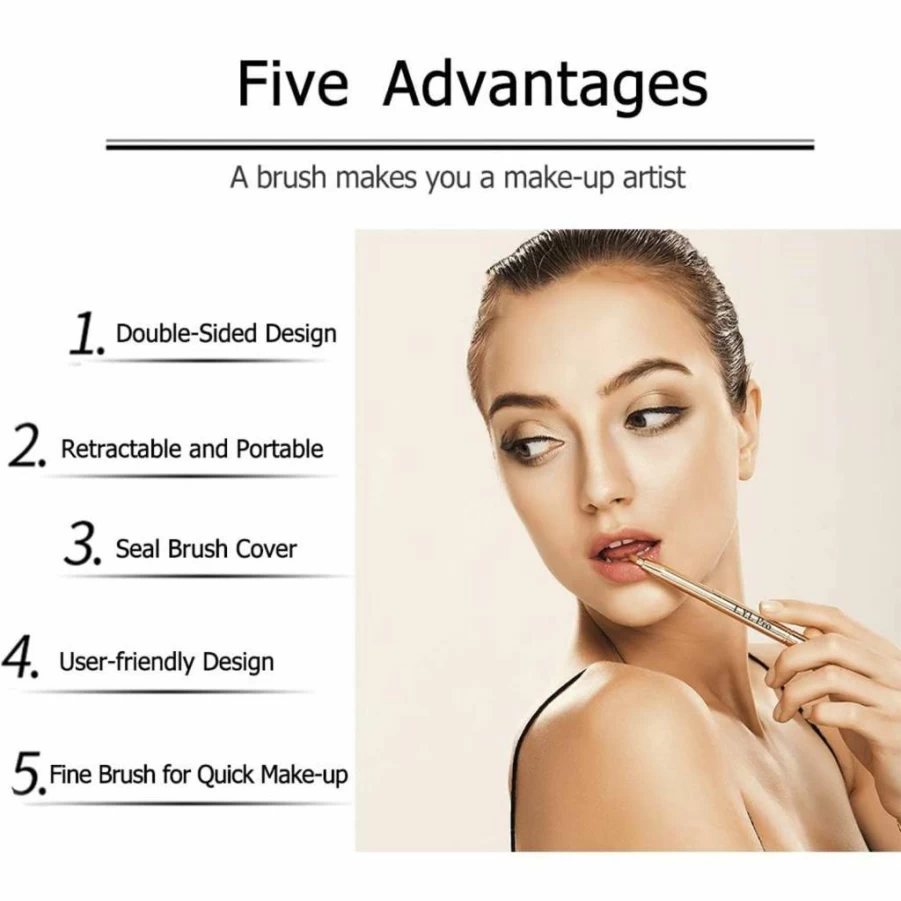 L.Y.L Pro Retractable Lip Brush - Double-Ended Lipstick & Gloss Makeup Brush, Portable Travel Lip Brush for Precise Application, Ideal Christmas Gift