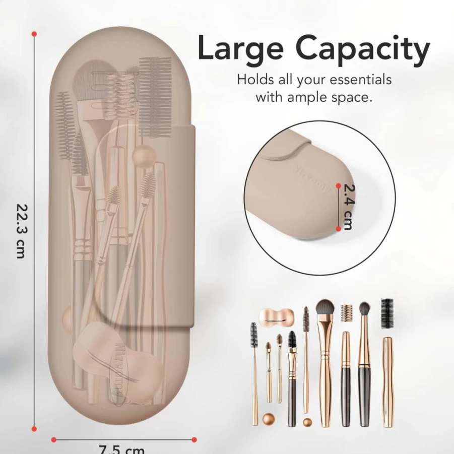 Nirvomy Silicone Travel Makeup Brush Holder with Magnetic Closure - Soft, Dirt-Resistant Cosmetic Organizer Bag for Women, Easy Clean Makeup Pouch for Brushes