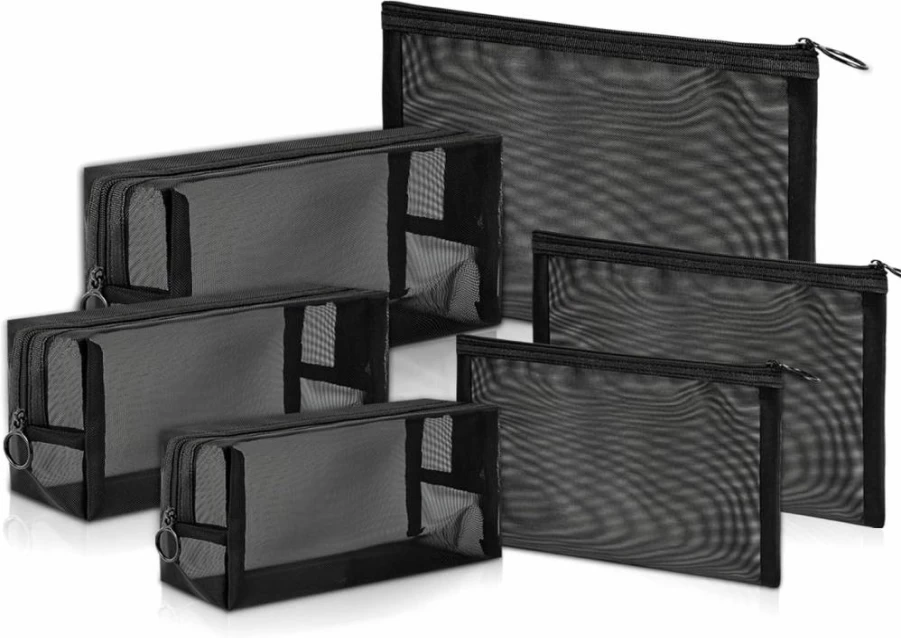 Unoutur 6-Piece Mesh Cosmetic Bags Set - Portable Travel Makeup Organizer for Toiletries, Home & Office Accessories