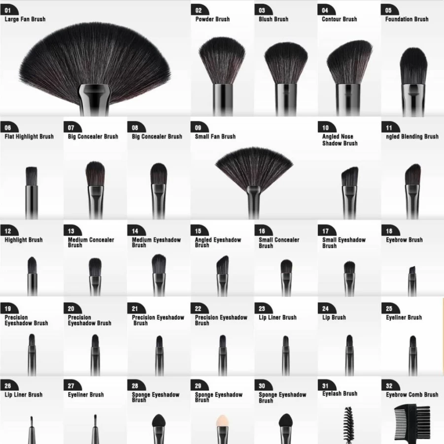 Vander Professional 32Pcs Makeup Brush Set - Foundation, Blending, Eyeshadow Brushes for Flawless Makeup Application (Purple)