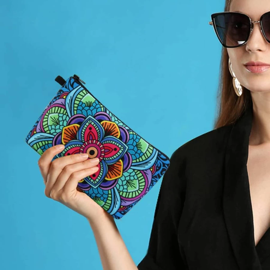 MAGEFY Sunflower Makeup Bag for Women - Waterproof Travel Cosmetic Pouch with Black Zipper, Portable Multifunctional Small Cosmetic Bag (1 Pack, Sunflower Design)