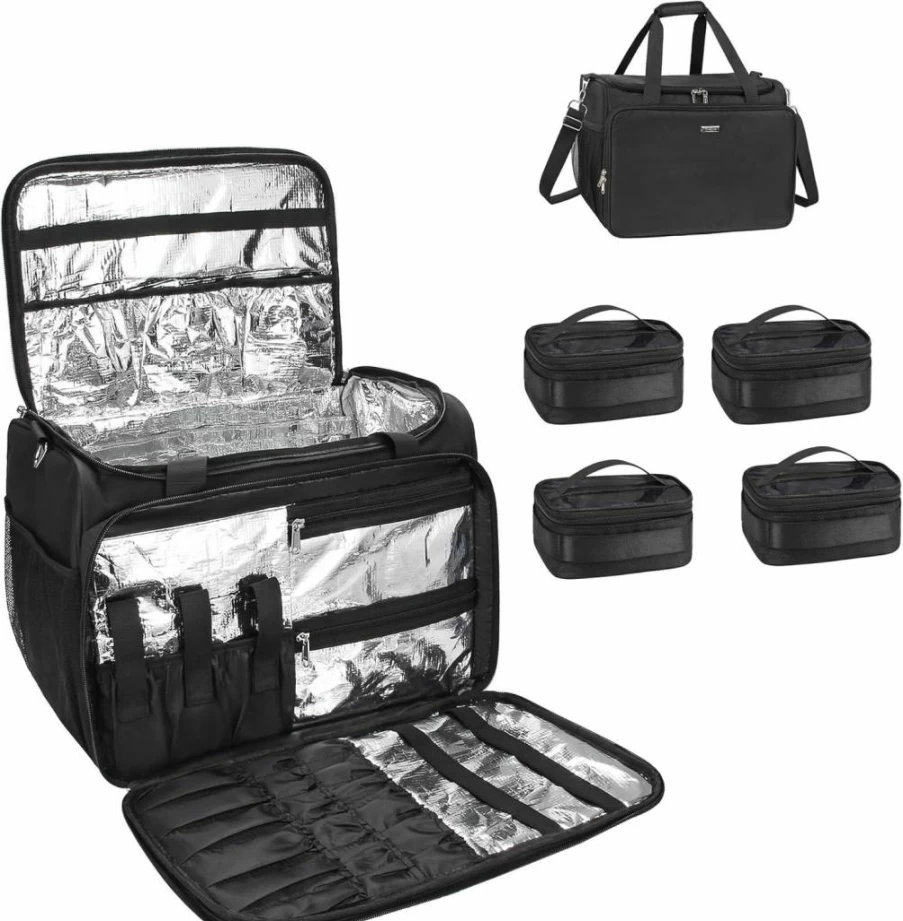 MONSTINA Professional Hairdressing Bag for Stylists - Insulated Travel Cosmetic Organizer with Shoulder Strap, Salon & Barber Beauty Accessories