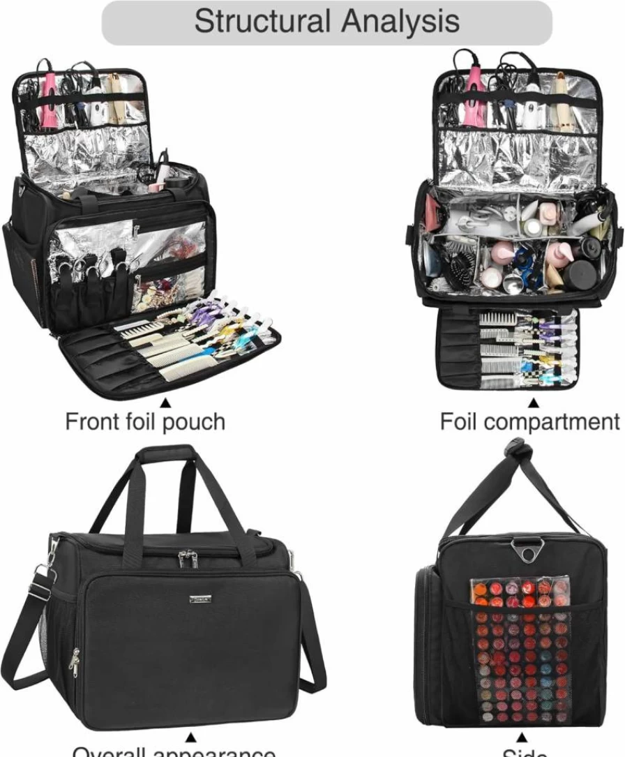 MONSTINA Professional Hairdressing Bag for Stylists - Insulated Travel Cosmetic Organizer with Shoulder Strap, Salon & Barber Beauty Accessories