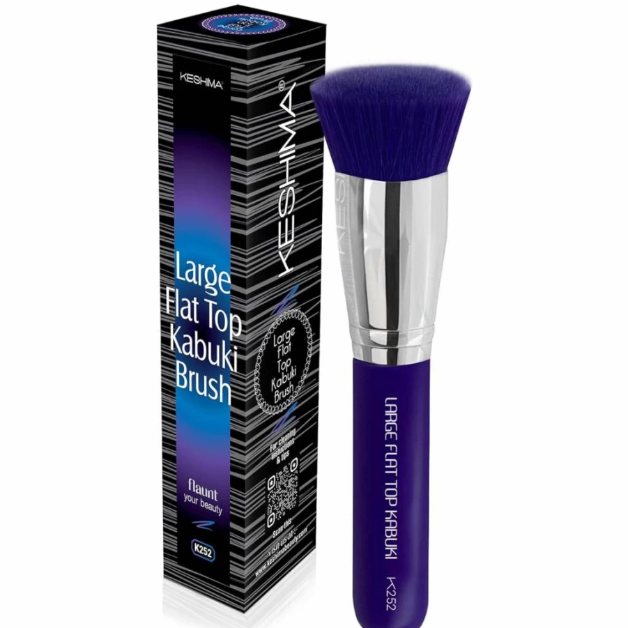 KESHIMA Retractable Kabuki Makeup Brush - Flat Top Foundation Brush for Liquid, Powder, Cream & Blush, Premium Travel-Friendly Makeup Tool