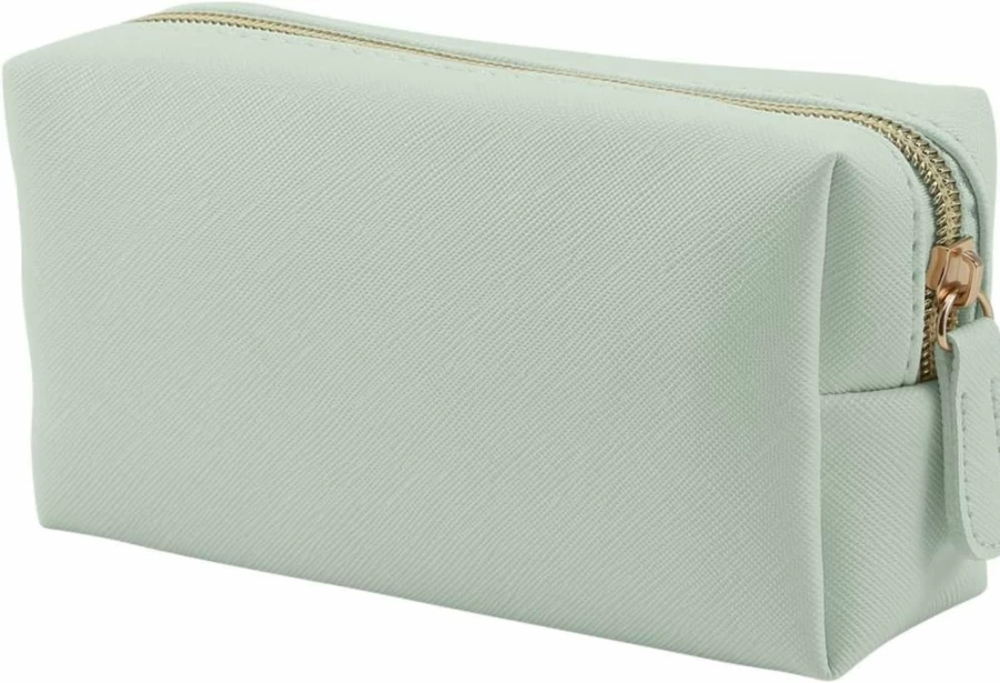 Apooliy Leather Makeup Bag for Women - Portable Travel Cosmetic Organizer with Zipper, Small Purse Toiletry Bag for Girls