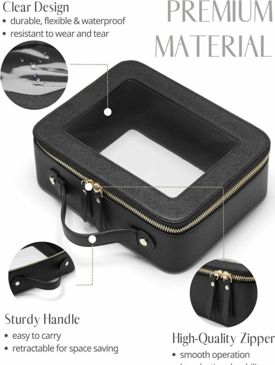 Popvibe Transparent Makeup Bag - Waterproof Travel Cosmetic Organizer with Zipper, Portable Toiletry Pouch for Essentials, Compact Clear Carry Case for Women & Men