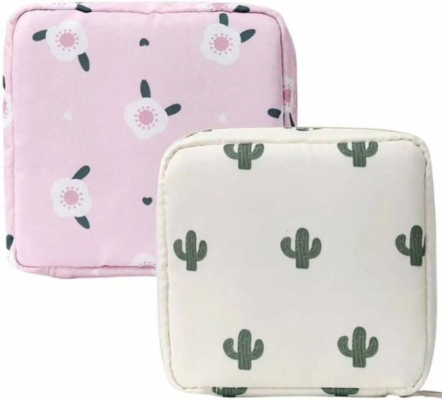 2Pcs TAVBAGVSK Mini Makeup Bags for Women, Waterproof Travel Cosmetic Pouch for Lipstick, Jewelry, Sanitary Pads, Portable Small Storage Organizer