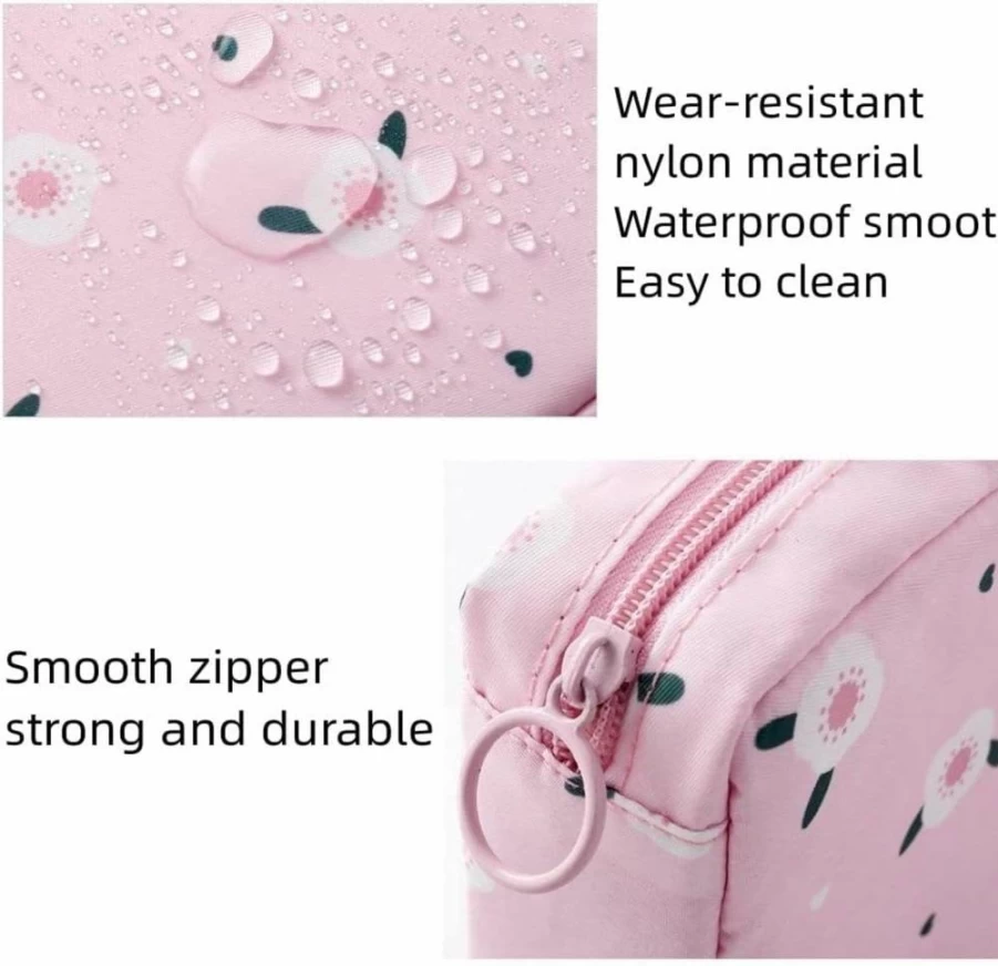 2Pcs TAVBAGVSK Mini Makeup Bags for Women, Waterproof Travel Cosmetic Pouch for Lipstick, Jewelry, Sanitary Pads, Portable Small Storage Organizer