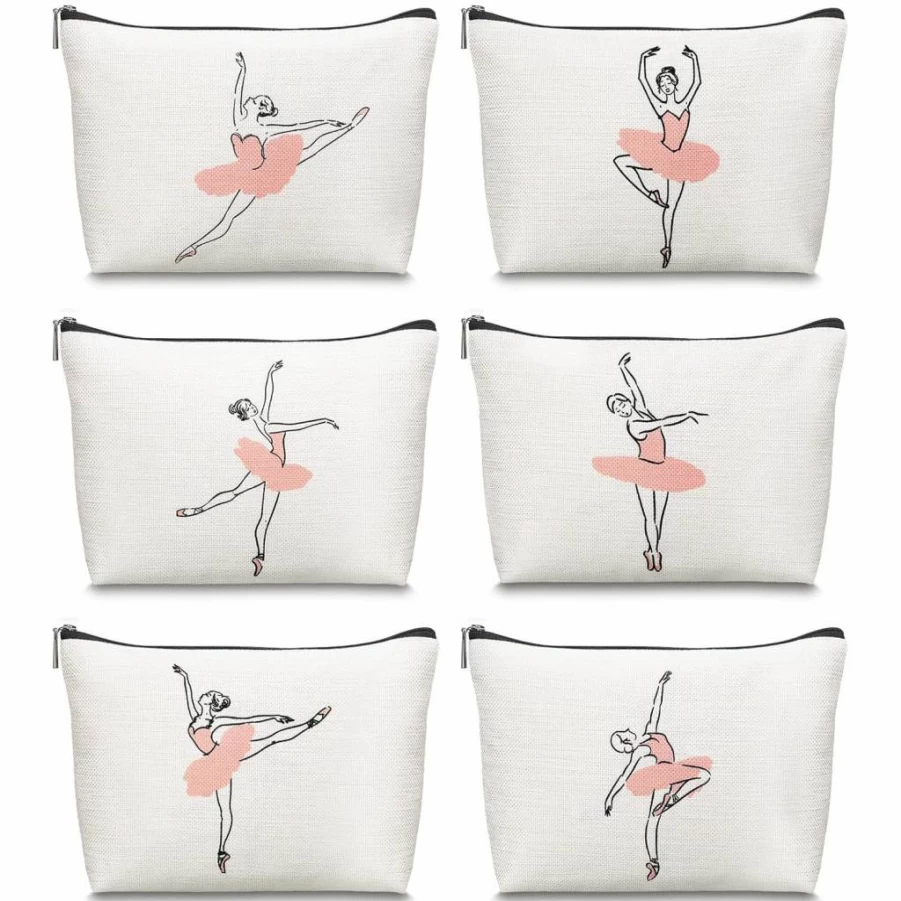 Gerrii 6-Piece Dance Makeup Bag Set - Ballet Teacher Gift, Portable Cosmetic & Toiletry Zipper Pouch for Ballerinas, Dancers & Travel - Classic Design