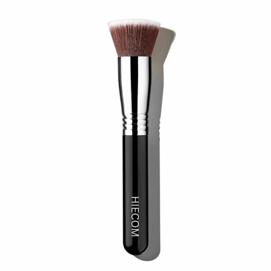 Hiecom Flat Top Kabuki Brush - Soft Dense Bristles for Liquid, Cream, Powder Makeup - Streak-Free Blending & Buffing - Travel-Friendly Foundation Brush for Smooth Even Coverage