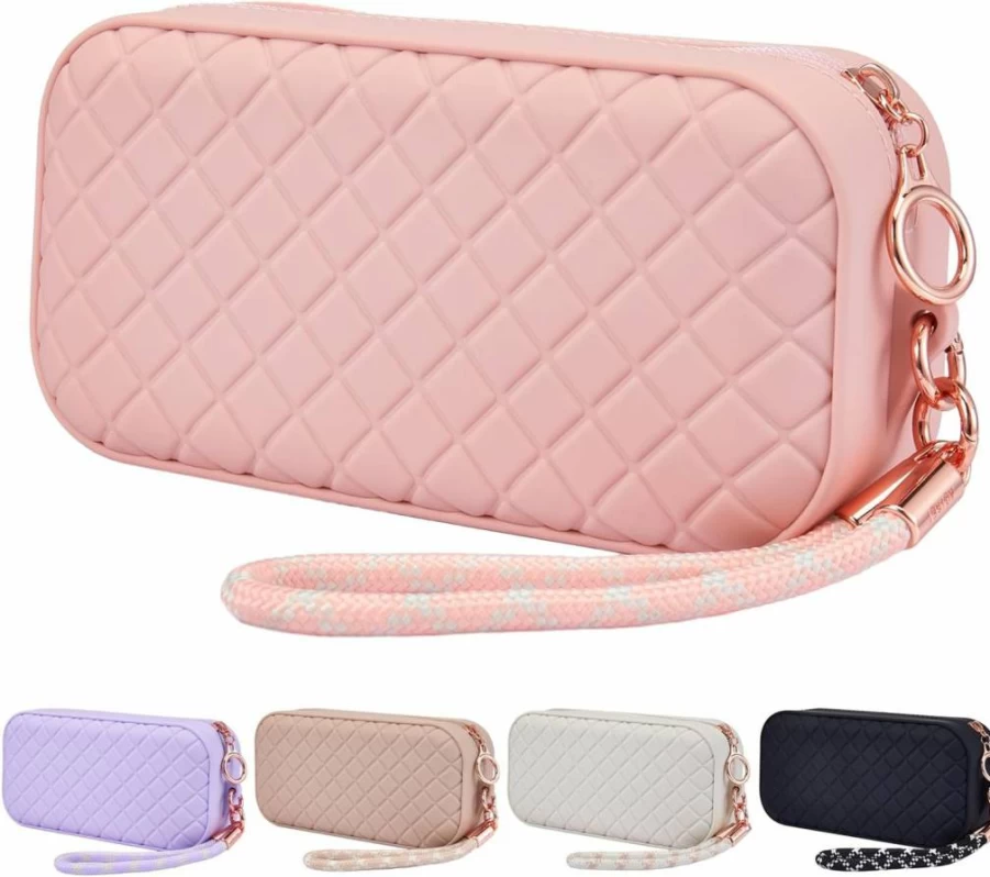 AGIKET Premium Silicone Travel Makeup Bag - Waterproof Cosmetic Organizer with Anti-Leak Zipper, Portable Toiletry Case for Women, Durable Khaki Design