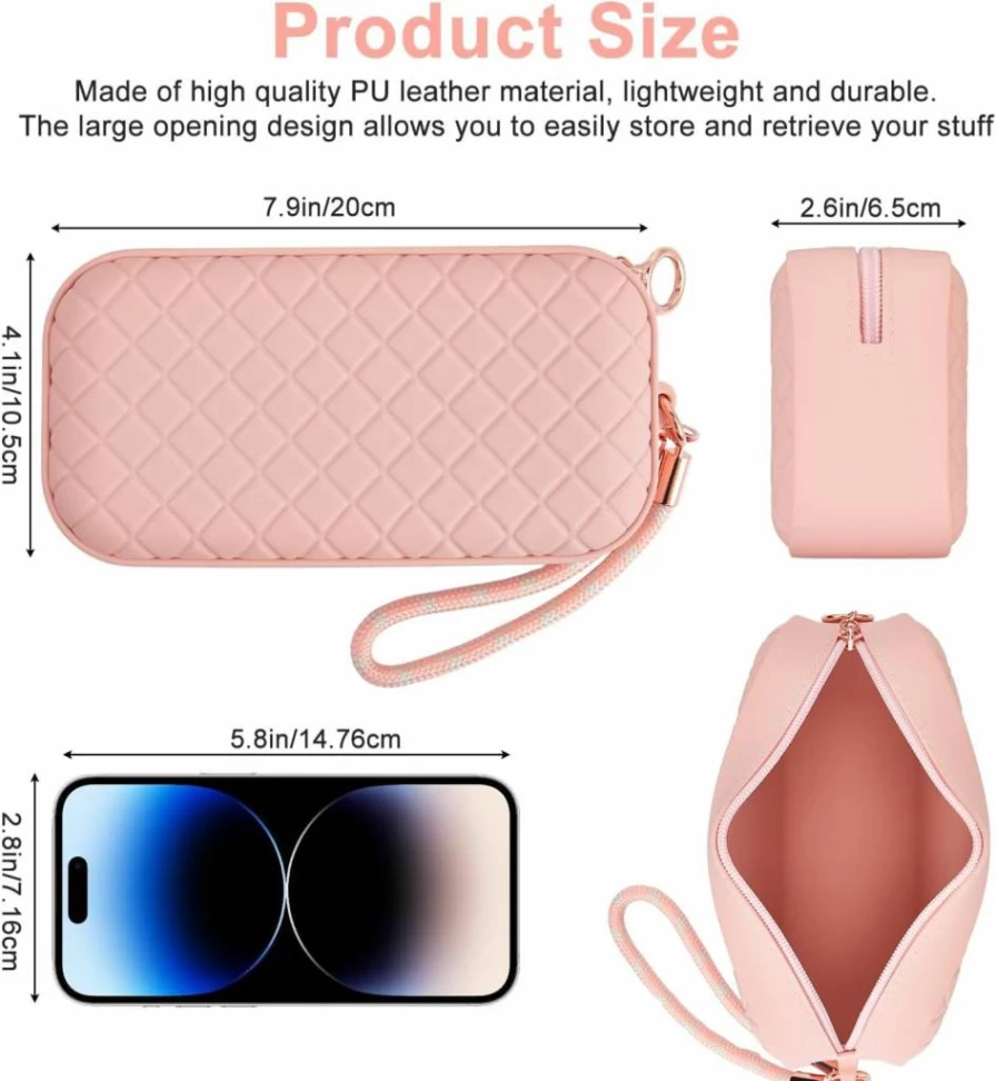AGIKET Premium Silicone Travel Makeup Bag - Waterproof Cosmetic Organizer with Anti-Leak Zipper, Portable Toiletry Case for Women, Durable Khaki Design