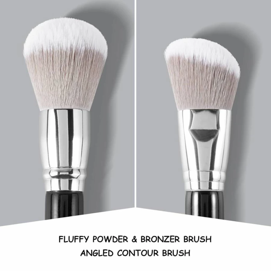 DIFFUNY Dual Ended Makeup Brush - Flat Top Kabuki & Concealer Brush for Liquid, Cream Foundation, Blending, Buffing - Professional Double Sided Makeup Brushes Set