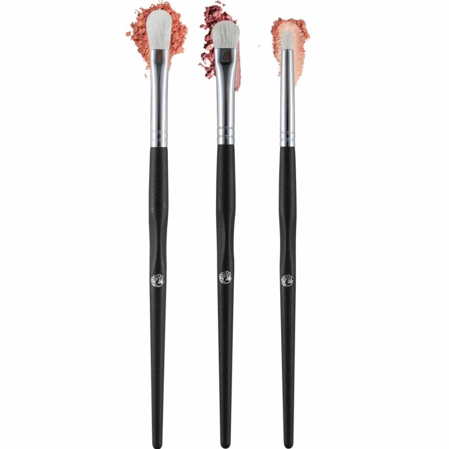 ENERGY 4Pcs Double Ended Travel Makeup Brush Set with Compact Mirror - Eyeshadow, Eyeliner, Concealer & Brow Blending Kit