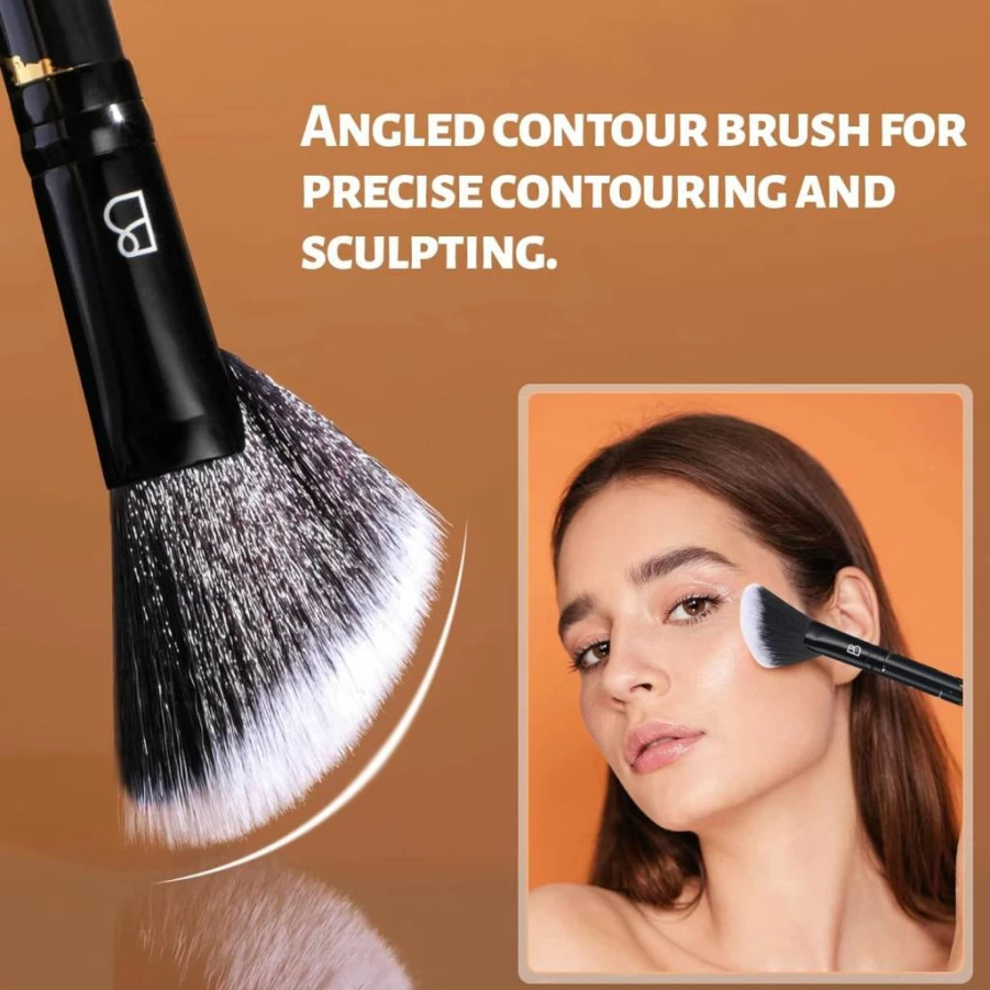 BS-MALL 10-Piece Synthetic Makeup Brush Set - Odor-Free Foundation, Powder, Concealer & Eyeshadow Brushes with Black Travel Case