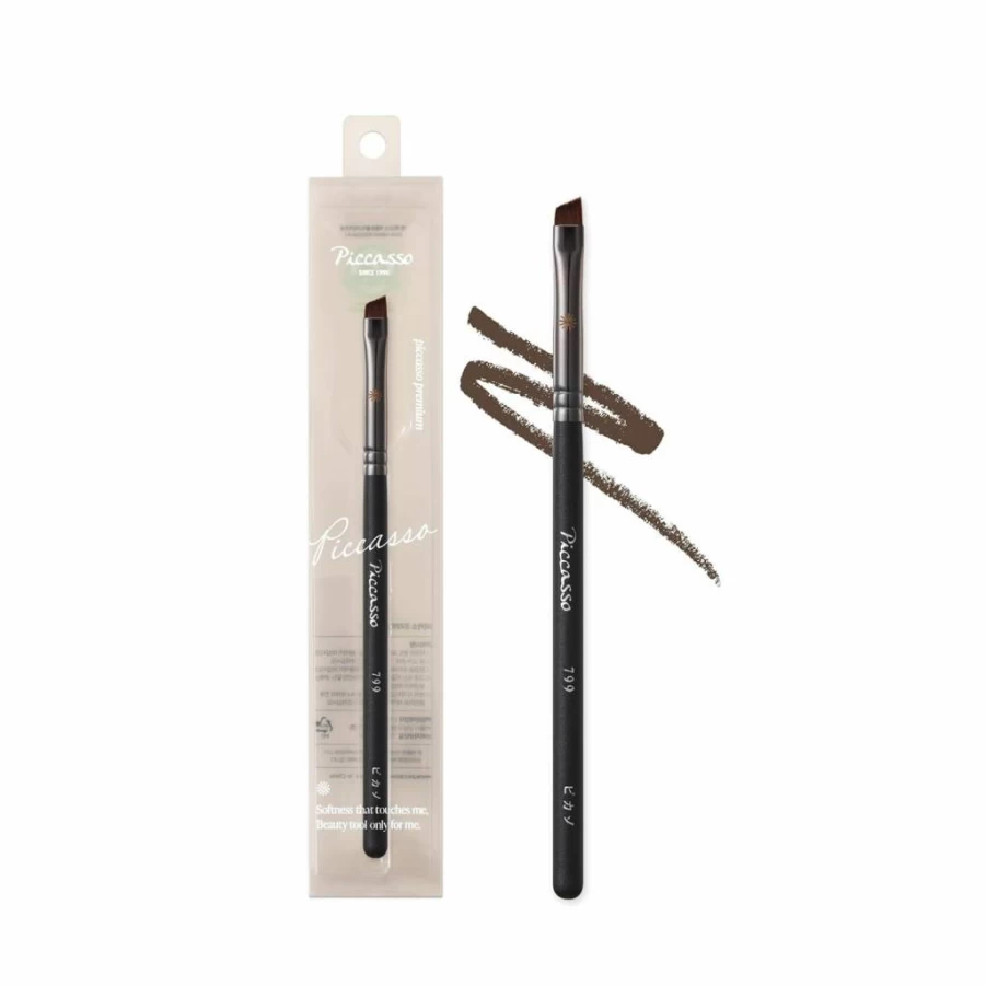 Piccasso 300 Angled Eyeliner & Concealer Brush - Dual-Use Precision Makeup Brush for Flawless Lines & Spot Coverage, Essential for Professional Eye Makeup Kits