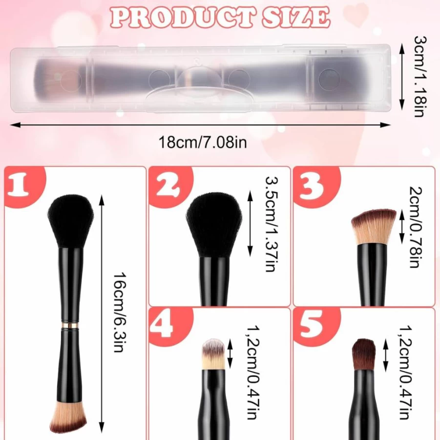 Yolev 4-in-1 Dual Ended Travel Makeup Brush Set with Case - Mini Foundation, Blush, Eyeshadow & Concealer Brushes for Liquid, Cream & Powder Cosmetics