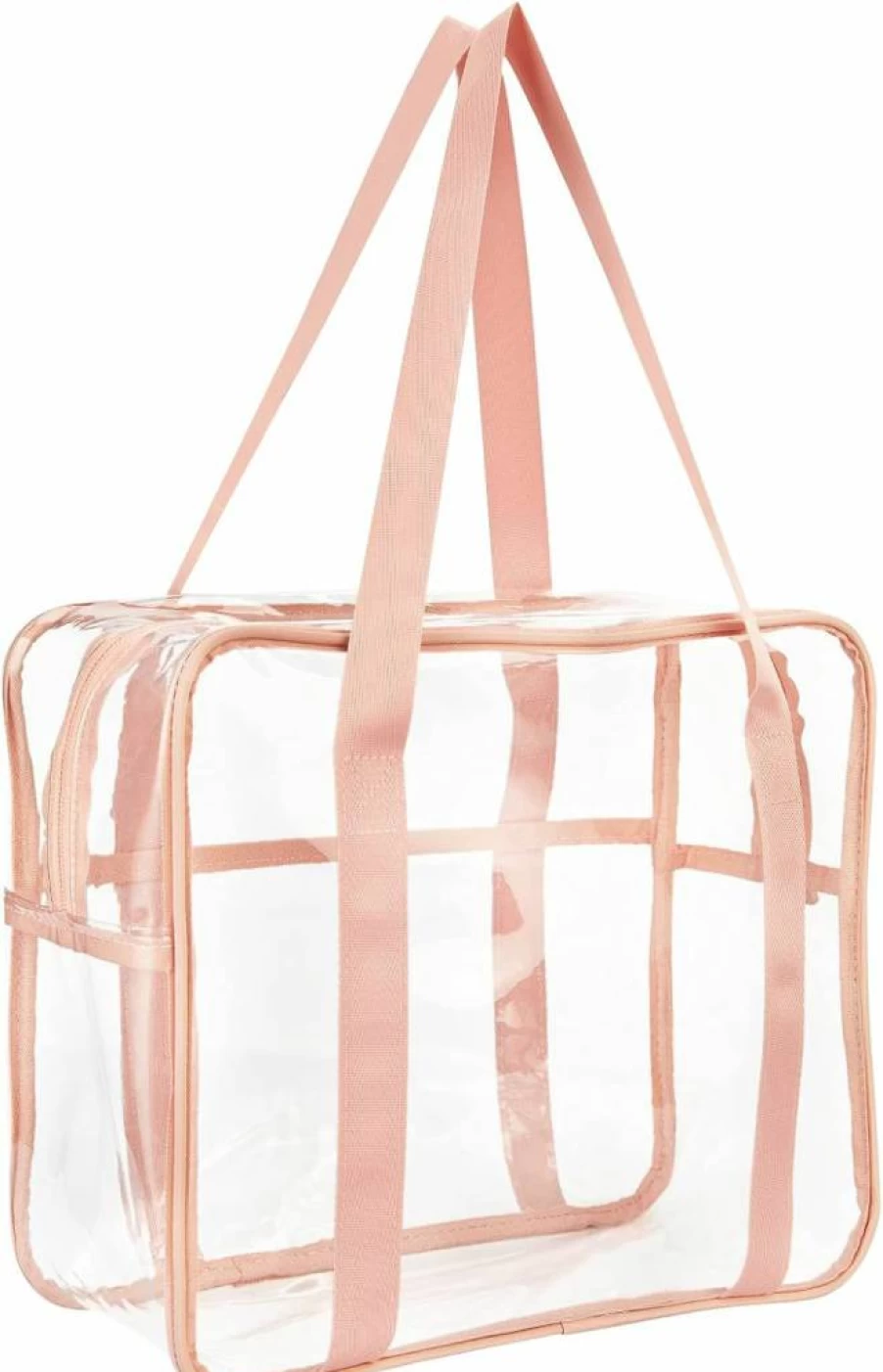 HAOGUAGUA Large Transparent PVC Makeup Bag - Waterproof Clear Tote for Cosmetics, Toiletries & Diapers, Stadium Approved Shoulder Pouch (Black)