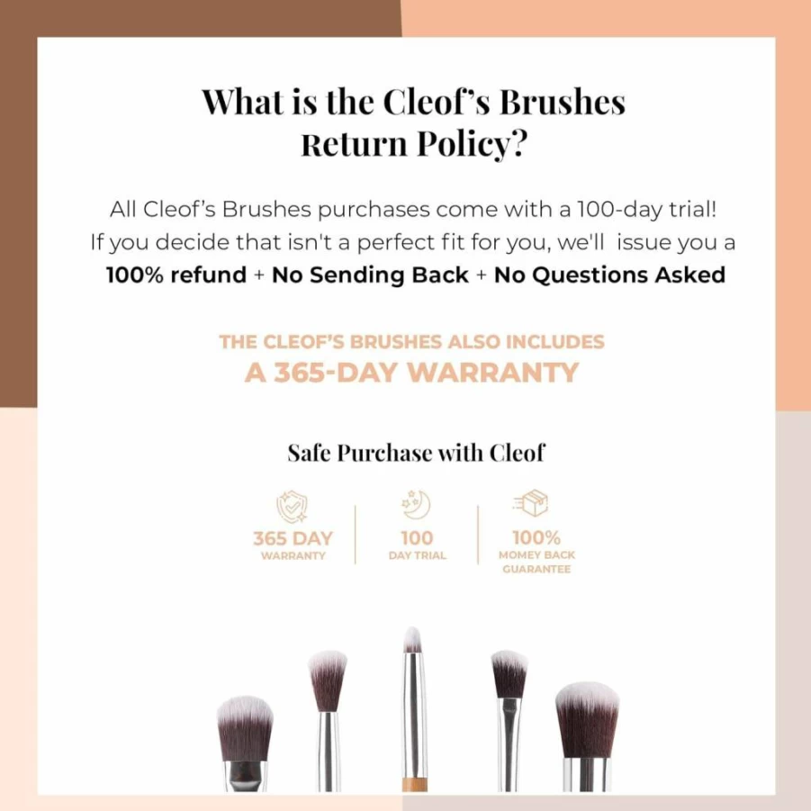CLEOF 13-Piece Vegan Bamboo Makeup Brush Set - Professional Eyebrow, Eyeshadow, Blending, Foundation, Kabuki & Blush Brushes - Cruelty Free