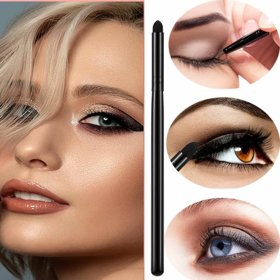 SALOCY Mini Smudge Brush for Eyeliner and Eyeshadow, Precision Concealer Brush for Powder Gel Cream Liquid, Professional Eye Makeup Blending and Highlighting Brush Set