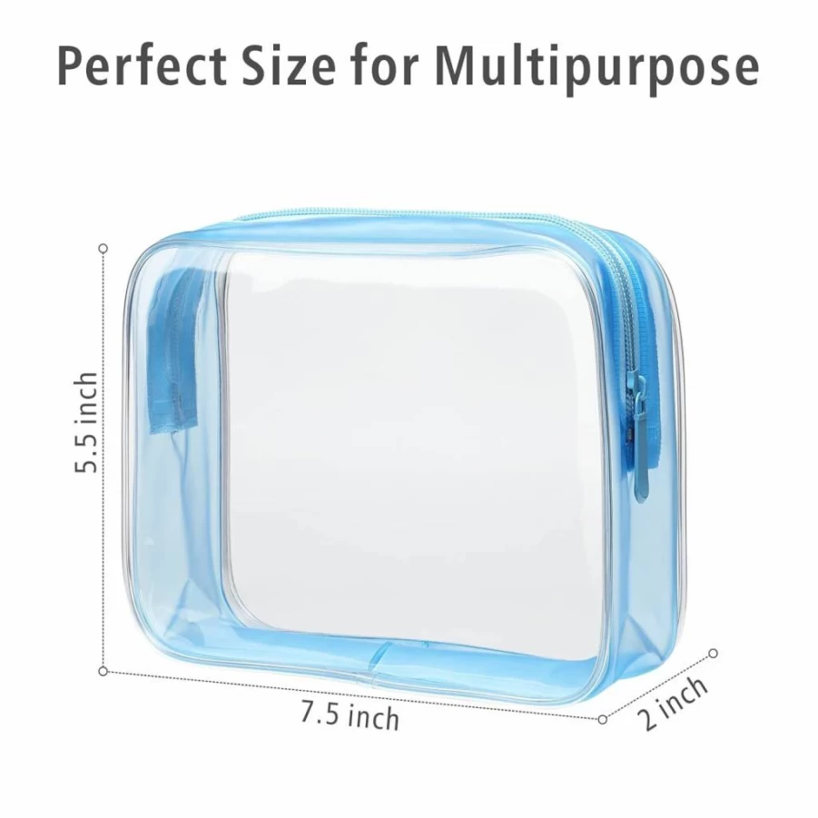 PACKISM Clear Travel Toiletry Bag - TSA Approved Peach Red Makeup Bag with Frame, Odor-Free Thick PVC for Carry-On Essentials