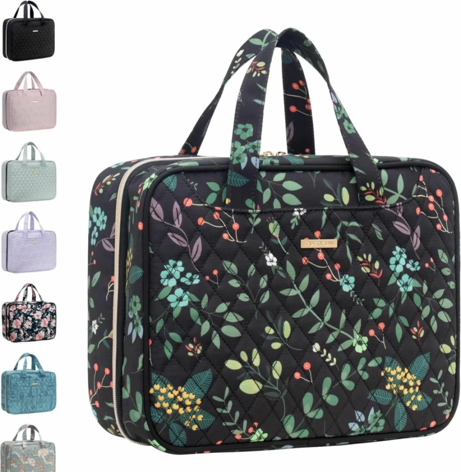 Everfun Leakproof Hanging Toiletry Bag for Women - Travel Cosmetic Organizer with Compartments, Dopp Kit, Must-Have Travel Accessories