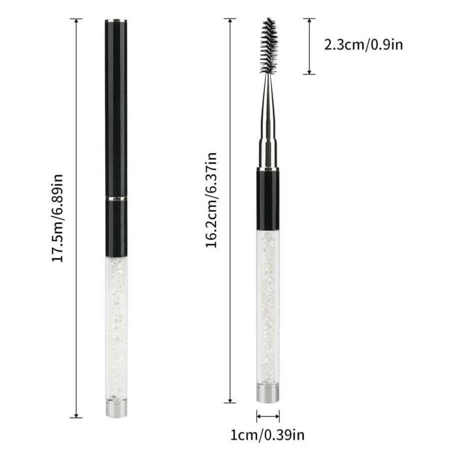 G2PLUS 3-Piece Eyelash and Eyebrow Brush Set with Protective Caps - Professional Mascara Wand Applicators for Travel-Friendly Makeup Tools