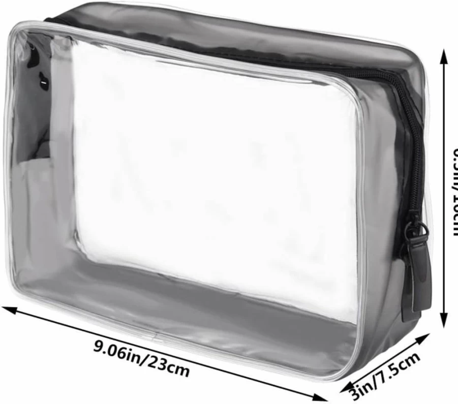 Wobe 5-Pack Medium White PVC Waterproof Makeup Bags, TSA Approved Clear Toiletry Travel Pouch for Cosmetics Organizer, Zippered Carry Case for Vacation & Bathroom
