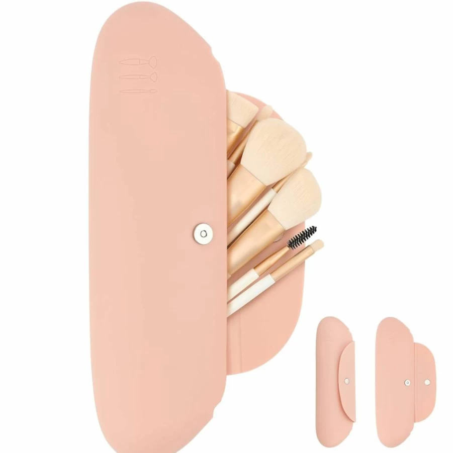 DUcare 30Pcs Folding Makeup Brush Organizer - Portable Travel Cosmetic Bag for Professional Makeup Brushes Storage