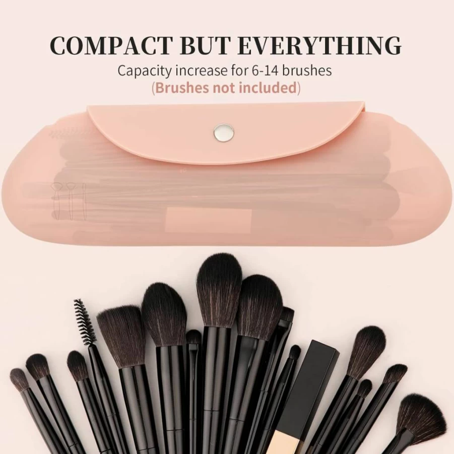 DUcare 30Pcs Folding Makeup Brush Organizer - Portable Travel Cosmetic Bag for Professional Makeup Brushes Storage
