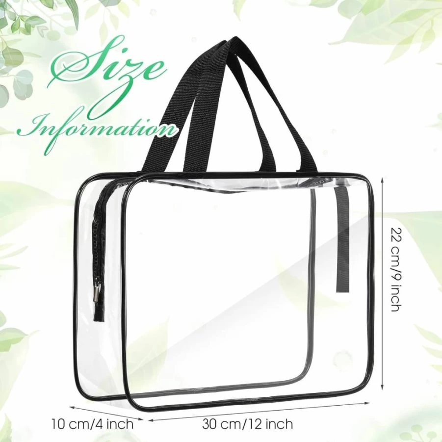 Reginary 10 Pack Large Clear Makeup Bags for Travel - PVC Plastic Toiletry Organizer with Zipper & Handle, Cosmetic Storage Pouch
