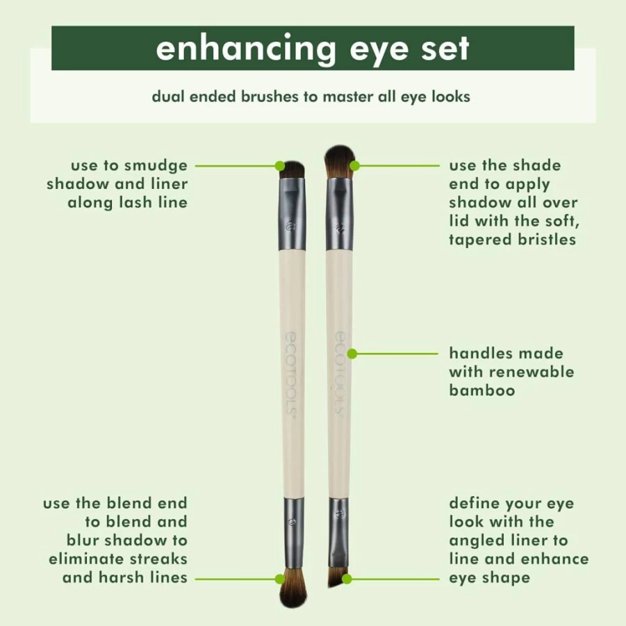 EcoTools 2-Piece Eye Enhancing Duo Brush Set for Defining, Blending, Smudging, and Shading