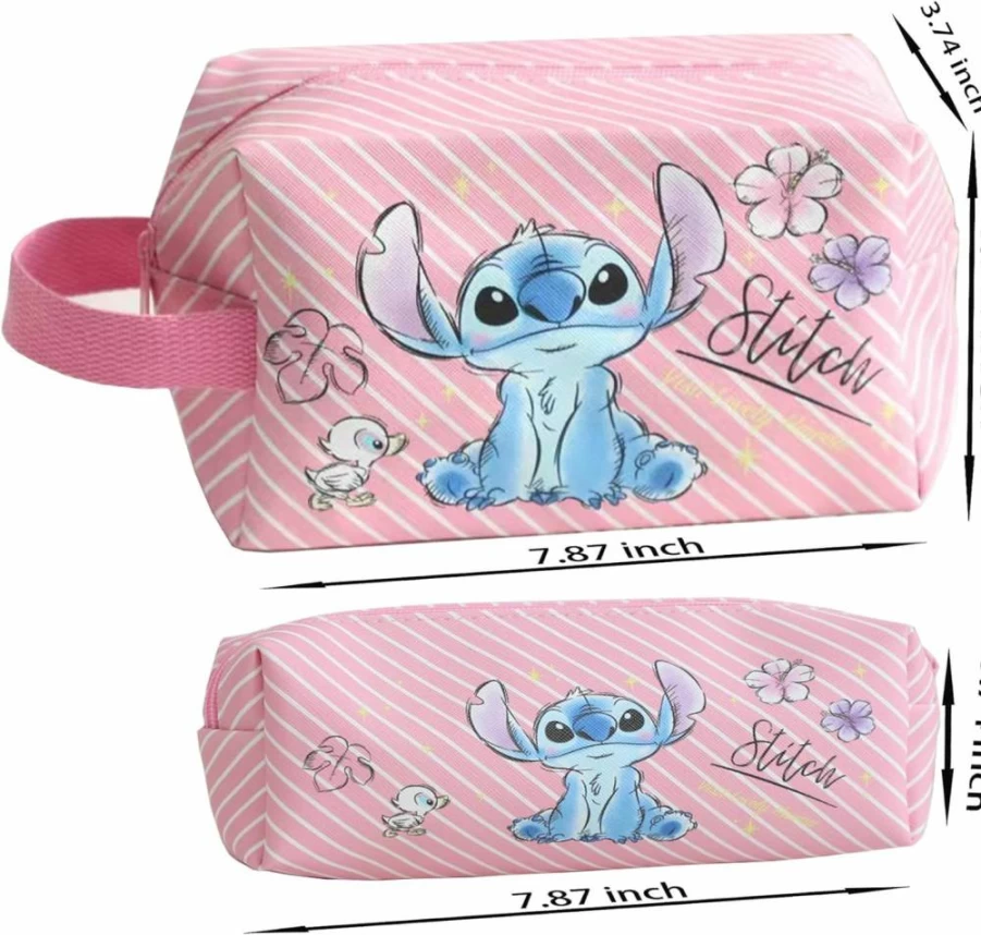 MOBRWUVS Large Waterproof Travel Makeup Bag for Women - Spacious Zippered Cosmetic Organizer with Cartoon Design, Ideal Toiletry Pouch & Gift (Blue)