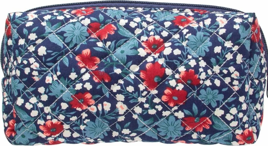 PAZIMIIK Vintage Quilted Makeup Bag for Women - Bear Beige Cosmetic Pouch for Travel, Brushes & Accessories