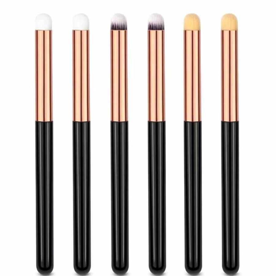 UorPoto 6Pcs Professional Eye Makeup Brush Set - Round Concealer, Eyeshadow, and Blending Brushes for Perfect Makeup Application