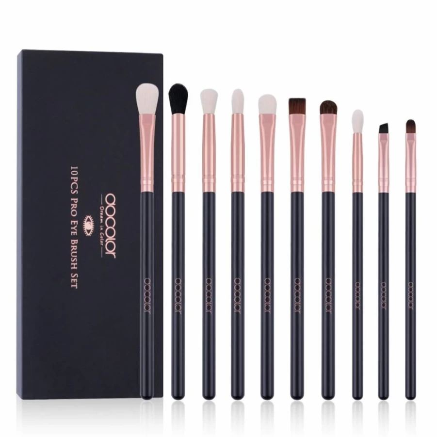 Docolor 6Pcs Double Sided Makeup Brush Set - Professional Dual Ended Eyeshadow, Blending, Foundation & Eyebrow Brushes for Travel