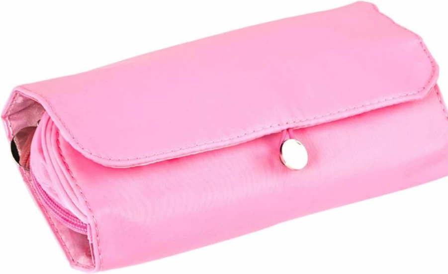 LUEXBOX Dark Blue Portable Makeup Brush Organizer Bag - Waterproof Travel Cosmetic Pouch for Brushes, Multifunctional Folding Storage Case