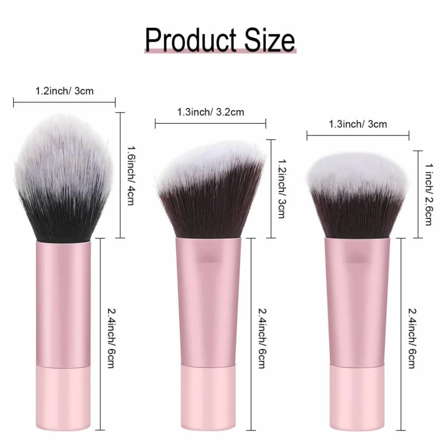Yrarbil 3Pcs Kabuki Brush Set - Foundation, Contour & Setting Makeup Brushes for Liquid, Powder, Cream - Travel Friendly Premium Blending Buffing Tools