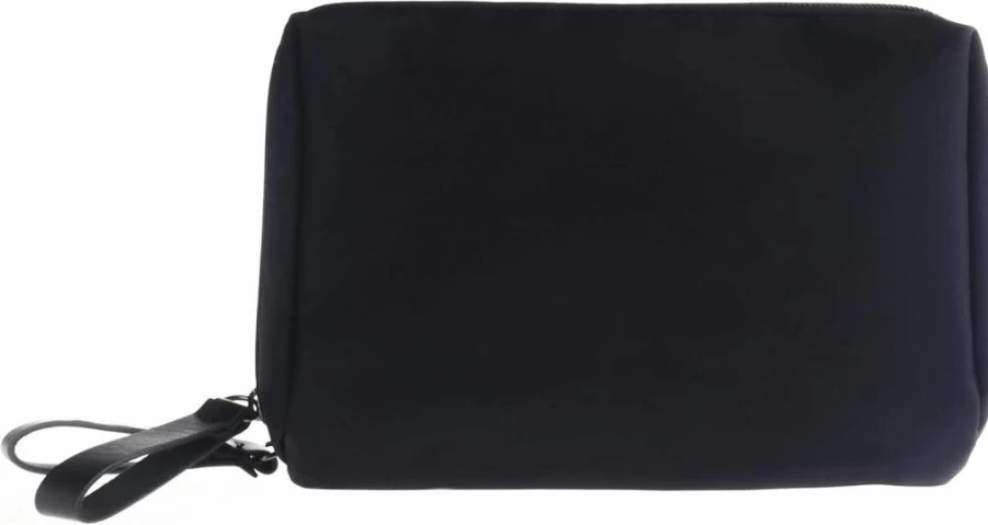 Kososuru Small Square Waterproof Makeup Bag for Women - Portable Travel Cosmetic Pouch for Purse (All Black)