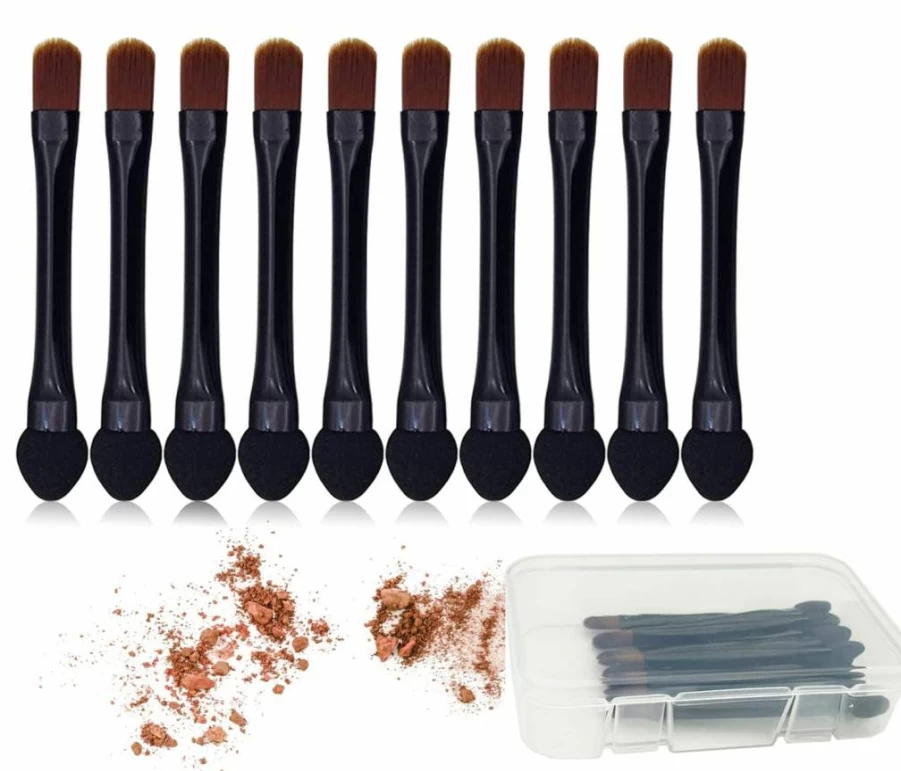 Vosaidi 10Pcs Dual Sided Eyeshadow Brushes Set - Professional Makeup Applicator Sponge & Concealer Brush Kit for Travel