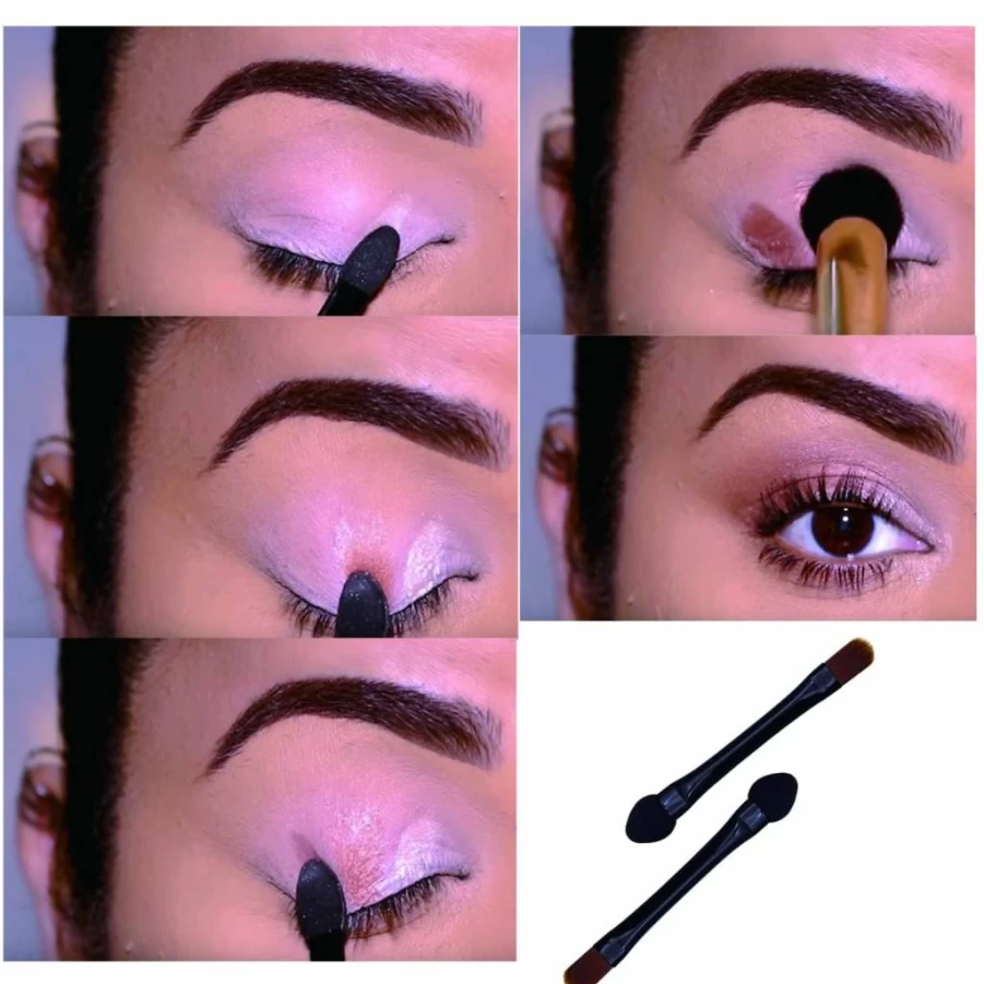 Vosaidi 10Pcs Dual Sided Eyeshadow Brushes Set - Professional Makeup Applicator Sponge & Concealer Brush Kit for Travel