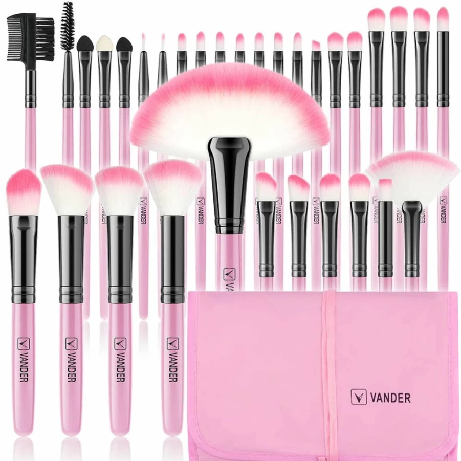 Vander 32Pcs Professional Makeup Brush Set - Soft Synthetic Kabuki, Eyeshadow, Eyebrow Brushes for Flawless Cosmetics Application