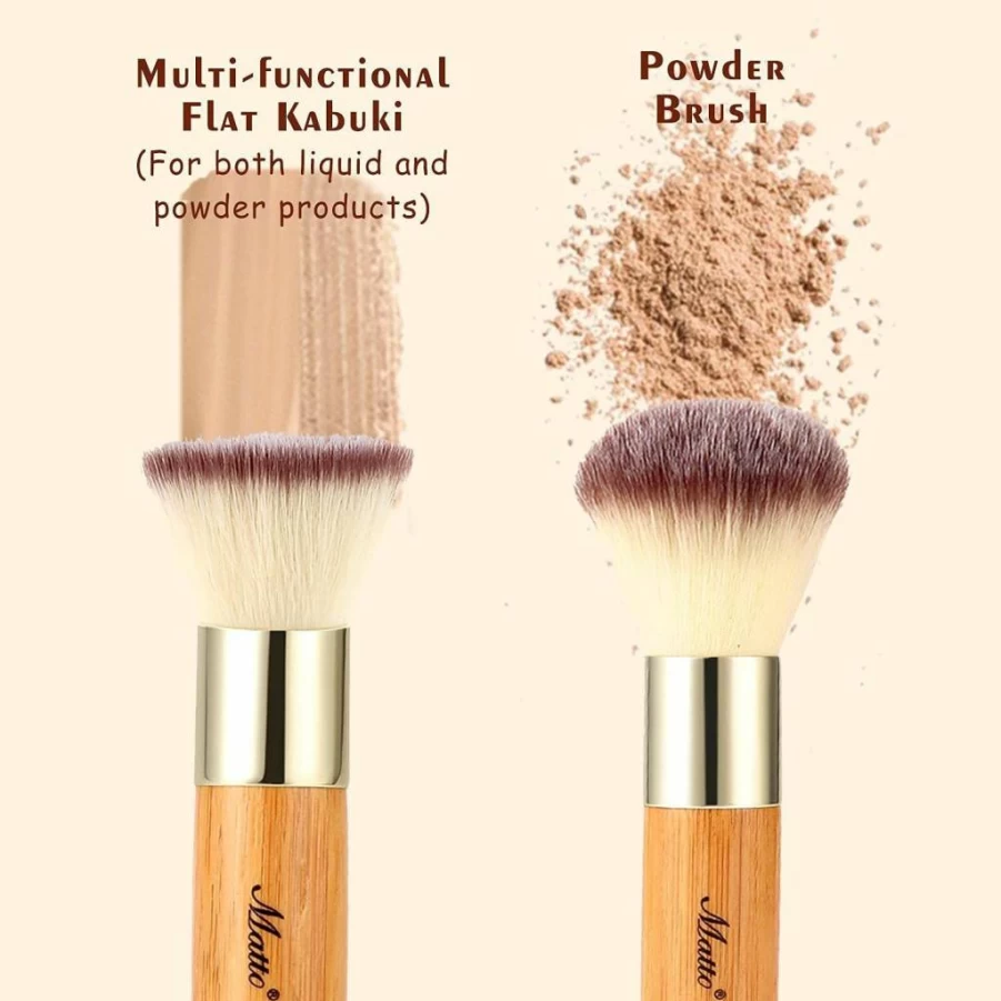 Matto 2-Piece Kabuki Makeup Brush Set for Blush, Powder, Foundation & Mineral BB Cream