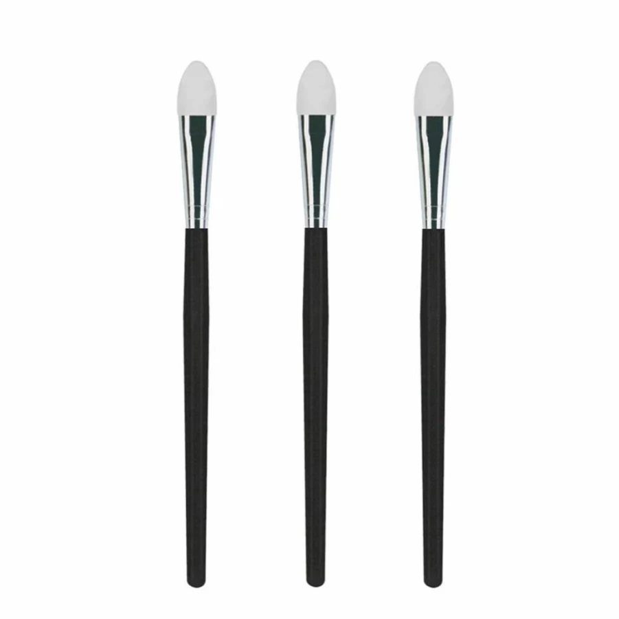 LORMAY 3-Piece Silicone Makeup Brush Set for Cream & Liquid Eyeshadow and Lip Color Application - Professional Beauty Tools