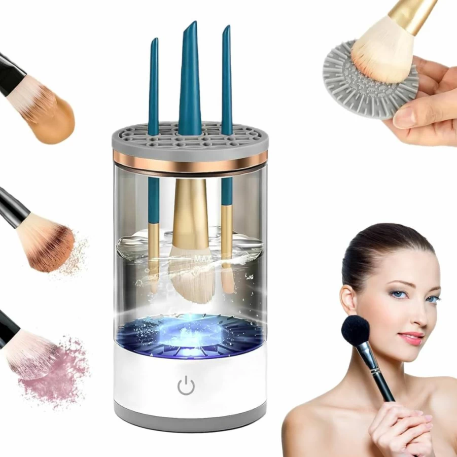 SPECIALISTTRIAN Electric Makeup Brush Cleaner Machine - Professional Portable Brush Washer for Travel & Home, Fast Drying Black Cosmetic Tool