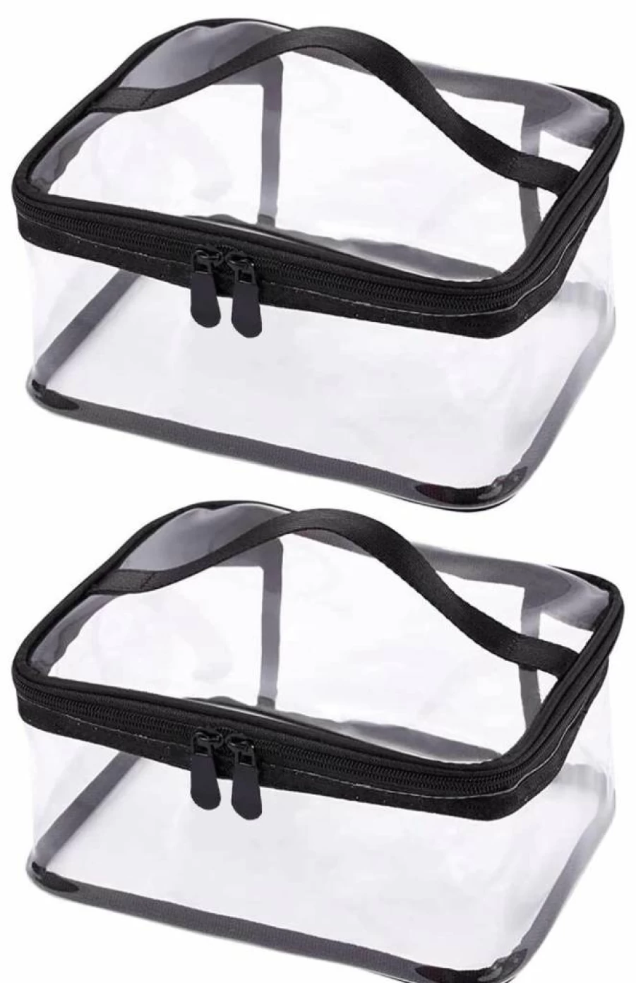 Louise Maelys Waterproof Transparent Makeup Bag - Portable Travel Cosmetic Pouch with Handle & Zipper for Toiletries