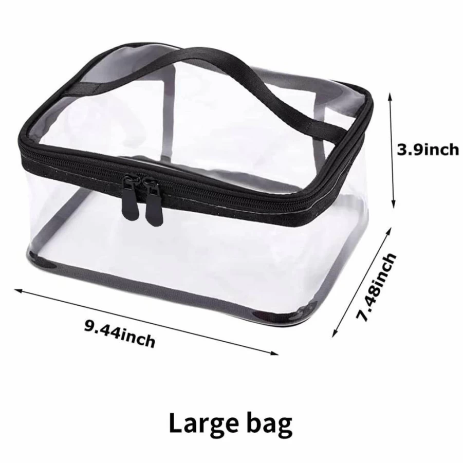 Louise Maelys Waterproof Transparent Makeup Bag - Portable Travel Cosmetic Pouch with Handle & Zipper for Toiletries
