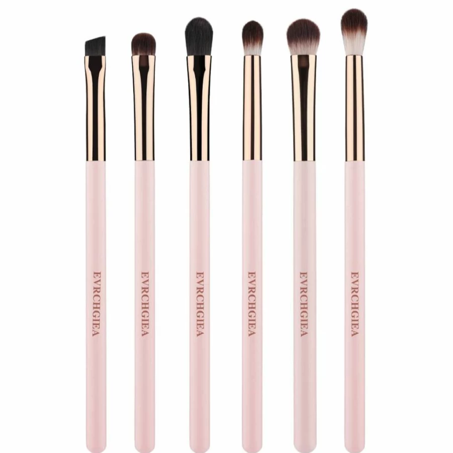 EVRCHGIEA 6-Piece Professional Eye Makeup Brush Set - Soft Blending Eyeshadow, Concealer, Eyebrow & Eyeliner Brushes with Wooden Handle