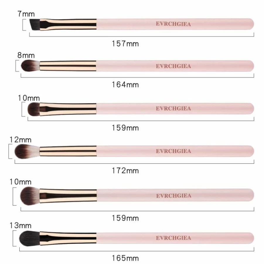 EVRCHGIEA 6-Piece Professional Eye Makeup Brush Set - Soft Blending Eyeshadow, Concealer, Eyebrow & Eyeliner Brushes with Wooden Handle
